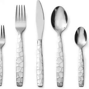 Bon Mosaic 20-Piece Stainless Steel Flatware Silverware Cutlery Set, Include Knife/Fork/Spoon, Mirror Polished, Dishwasher Safe, Service for 4