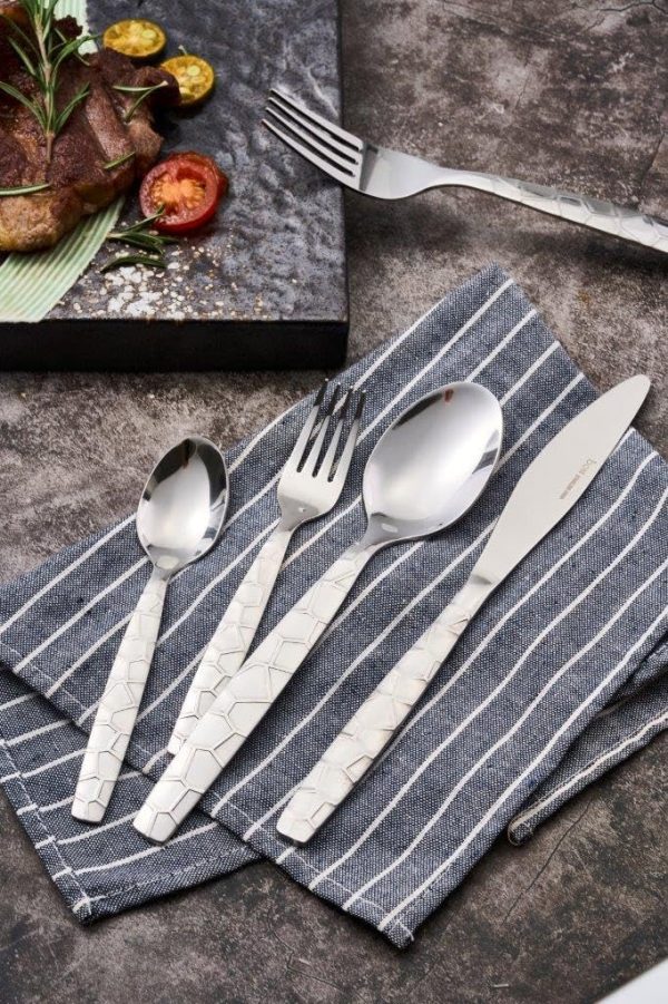 Bon Mosaic 20-Piece Stainless Steel Flatware Silverware Cutlery Set, Include Knife/Fork/Spoon, Mirror Polished, Dishwasher Safe, Service for 4 - Image 3
