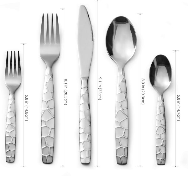 Bon Mosaic 20-Piece Stainless Steel Flatware Silverware Cutlery Set, Include Knife/Fork/Spoon, Mirror Polished, Dishwasher Safe, Service for 4 - Image 7