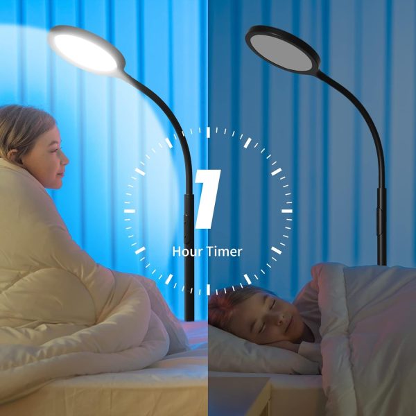 luckystyle Floor Lamp,Super Bright Dimmable LED Lamps for Living Room, Custom Color Temperature Standing Lamp with Remote Push Button, Adjustable Gooseneck Reading Floor Lamp for Bedroom Office Black - Image 6