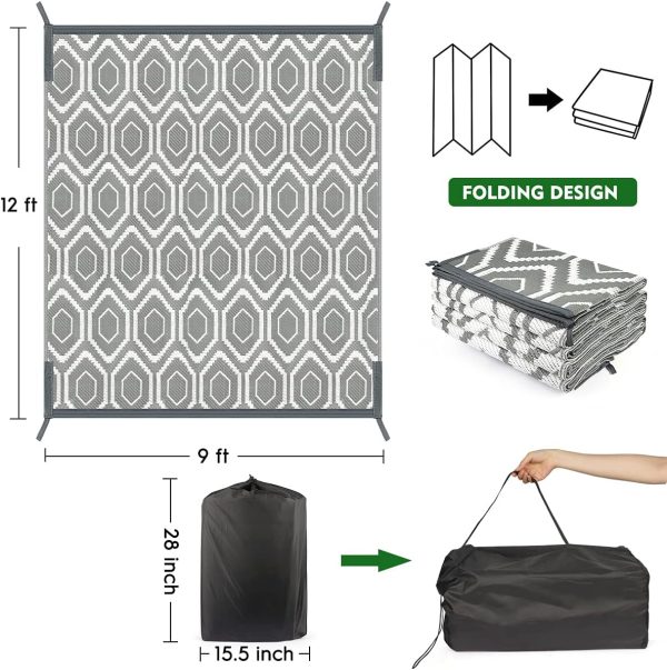 Outdoor Camping Rugs, Rug Patios Clearance Plastic Straw Rug Weatherproof Reversible Mats, Large Floor Mat for Outdoors, RV, Patio, Backyard, Deck, Picnic, Beach, Trailer, Camping - Image 2