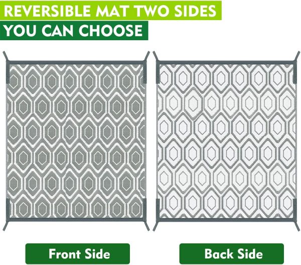 Outdoor Camping Rugs, Rug Patios Clearance Plastic Straw Rug Weatherproof Reversible Mats, Large Floor Mat for Outdoors, RV, Patio, Backyard, Deck, Picnic, Beach, Trailer, Camping - Image 3