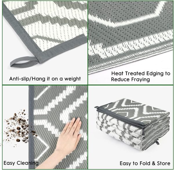 Outdoor Camping Rugs, Rug Patios Clearance Plastic Straw Rug Weatherproof Reversible Mats, Large Floor Mat for Outdoors, RV, Patio, Backyard, Deck, Picnic, Beach, Trailer, Camping - Image 4