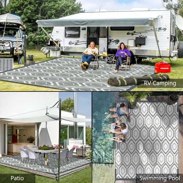 Outdoor Camping Rugs, Rug Patios Clearance Plastic Straw Rug Weatherproof Reversible Mats, Large Floor Mat for Outdoors, RV, Patio, Backyard, Deck, Picnic, Beach, Trailer, Camping - Image 5