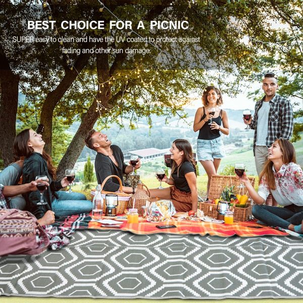 Outdoor Camping Rugs, Rug Patios Clearance Plastic Straw Rug Weatherproof Reversible Mats, Large Floor Mat for Outdoors, RV, Patio, Backyard, Deck, Picnic, Beach, Trailer, Camping - Image 6