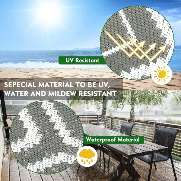 Outdoor Camping Rugs, Rug Patios Clearance Plastic Straw Rug Weatherproof Reversible Mats, Large Floor Mat for Outdoors, RV, Patio, Backyard, Deck, Picnic, Beach, Trailer, Camping - Image 7