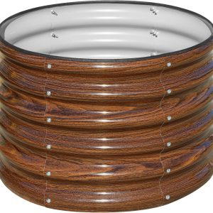 SnugNiture Raised Garden Bed, 2×2×1.5ft Round Galvanized Outdoor Planter Box, 17" Tall Deep Metal Garden Bed Kit for Planting Vegetables, Fruits, Flowers, Brown