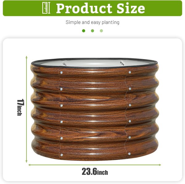 SnugNiture Raised Garden Bed, 2×2×1.5ft Round Galvanized Outdoor Planter Box, 17" Tall Deep Metal Garden Bed Kit for Planting Vegetables, Fruits, Flowers, Brown - Image 3