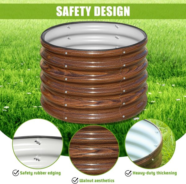 SnugNiture Raised Garden Bed, 2×2×1.5ft Round Galvanized Outdoor Planter Box, 17" Tall Deep Metal Garden Bed Kit for Planting Vegetables, Fruits, Flowers, Brown - Image 4