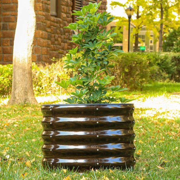 SnugNiture Raised Garden Bed, 2×2×1.5ft Round Galvanized Outdoor Planter Box, 17" Tall Deep Metal Garden Bed Kit for Planting Vegetables, Fruits, Flowers, Brown - Image 5
