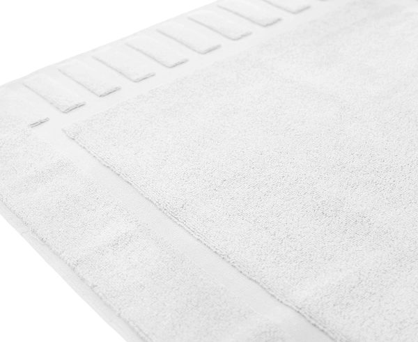 White Classic Luxury Bath Mat Floor Towel Set - Absorbent Cotton Hotel Spa Shower/Bathtub Mats [Not a Bathroom Rug] 22"x34" | 2 Pack | White - Image 2