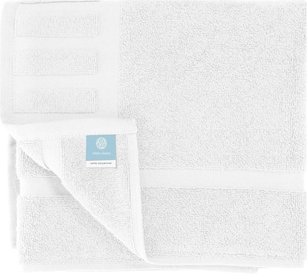 White Classic Luxury Bath Mat Floor Towel Set - Absorbent Cotton Hotel Spa Shower/Bathtub Mats [Not a Bathroom Rug] 22"x34" | 2 Pack | White - Image 4